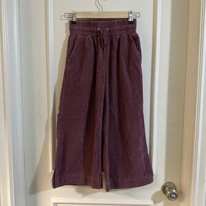 Zara Girls Size 9 Courdoroy Purple Wide Leg Pants Elastic Waist